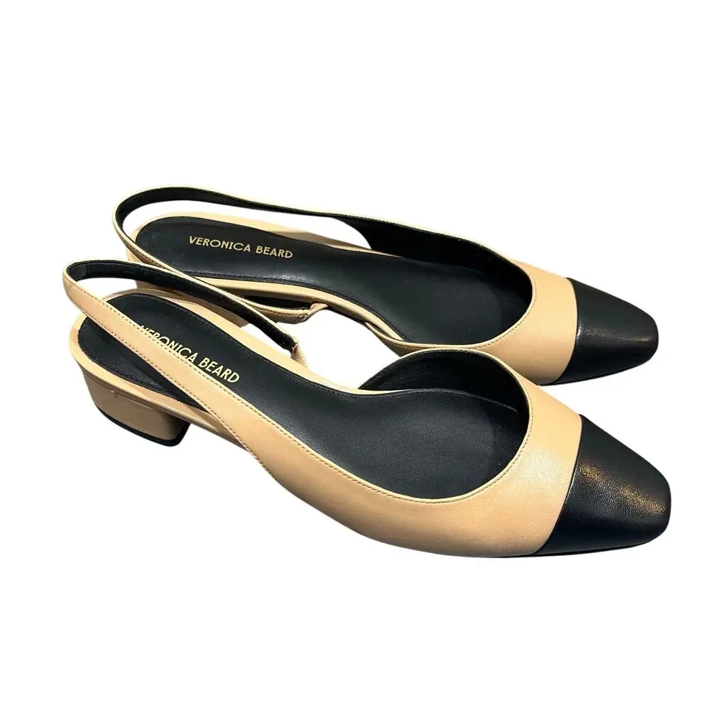 Veronica Beard Cecile Leather Cap Slingback - 6.5M